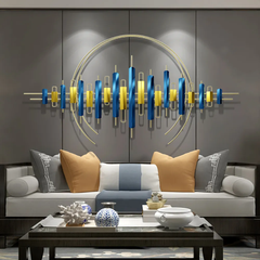 Blue & Gold Abstract Metal Wall Art