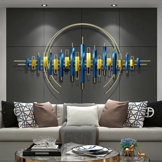 Blue & Gold Abstract Metal Wall Art