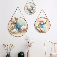 Floral Splash Round Framed Wall Art Set of 3