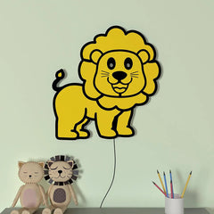 Baby Lion Backlit Wooden Wall Décor