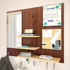 Beautiful (7 In One)' Wooden Wall Organiser With Mirror, Watch, Clipboard, Calendar and Hangers