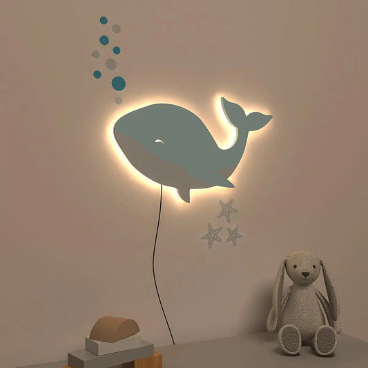 Baby Dolphin Backlit Wooden Wall Décor