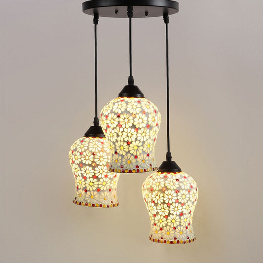 Multicolor Handcrafted Mosaic Cluster Hanging Light