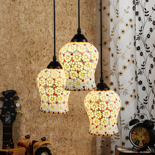 Multicolor Handcrafted Mosaic Cluster Hanging Light