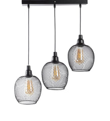 Metal Round Caged Tripple Cluster Hanging Light