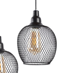 Metal Round Caged Tripple Cluster Hanging Light