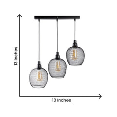 Metal Round Caged Tripple Cluster Hanging Light