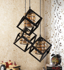 Metal Encased Luster Glass Designer Triple Hanging Light