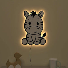 Baby Zebra Backlit Wooden Wall Décor