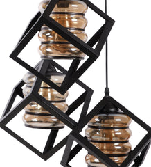 Metal Encased Luster Glass Designer Triple Hanging Light