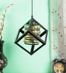 Metal Encased Luster Glass Designer Single Hanging Light