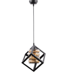 Metal Encased Luster Glass Designer Single Hanging Light