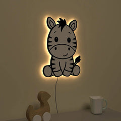 Baby Zebra Backlit Wooden Wall Décor