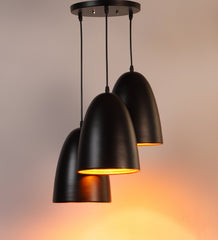 Black Inverted Tripple Cluster Hanging Light