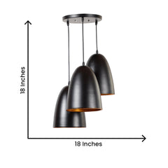 Black Inverted Tripple Cluster Hanging Light