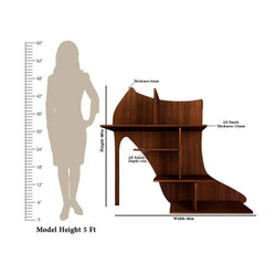 Beautiful Sandal Shape Wood Wall Shelf /Women's Sandal And Shoe Shelf, Walnut Finish