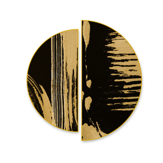 Gold Abstract Drags Semi Circle Frames Set Of 2
