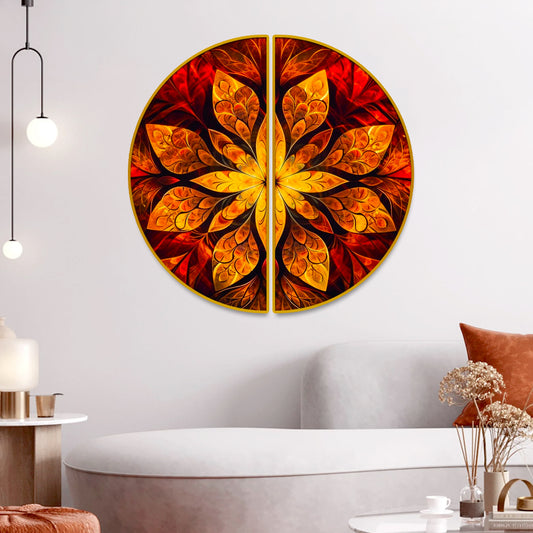 Royal Golden Leaf Semi Circle Wall Paintings & Art