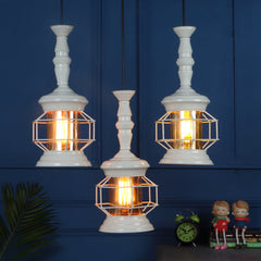 Cream Lantern Motif Metal Cluster Hanging Lights