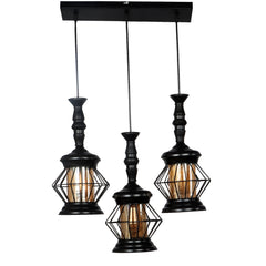 Smokey Black Ancient Motif Cluster Hanging Lights