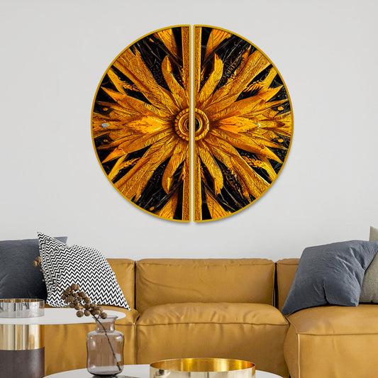 Golden Black And Golden MDF Abstract Wall Décor
