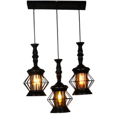 Smokey Black Ancient Motif Cluster Hanging Lights