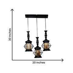 Smokey Black Ancient Motif Cluster Hanging Lights