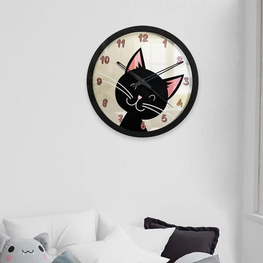 Happy Tiny Cat Kids Wall Clock