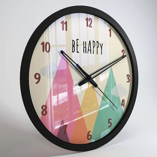 Be Happy Mountains Kids Wall Clock