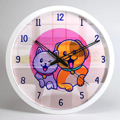 Cute Kitten & Puppy Kids Wall Clock