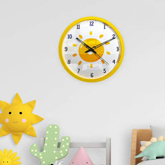 Sunny Day Kids Wall Clock in White Yellow Color