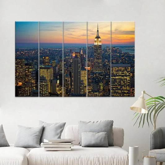 New York Downtown Split Wall Art Set of 5