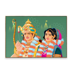 Shri Ram-Sita Ji Wall Canvas Painting for Mandir/Living Room