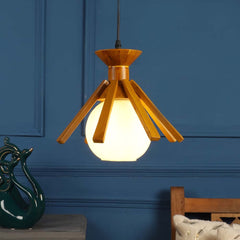 Wooden Shaded Globe Hanging Light