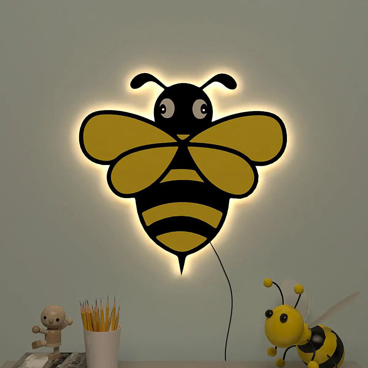 Honey Bee Backlit Wooden Wall Décor