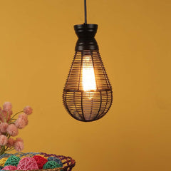 Black Caged Focus Metal Hanging Light