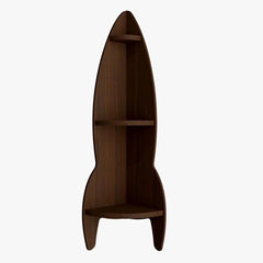 Rocket Shape Wood Corner Wall Shelf / Book Shelf,Walnut Finish