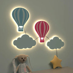 Pastel Hot Air Balloon Backlit Wooden Wall Décor