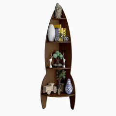 Rocket Shape Wood Corner Wall Shelf Large Size / Book Shelf,Walnut Finish