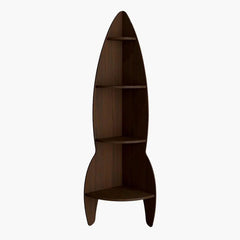 Rocket Shape Wood Corner Wall Shelf Large Size / Book Shelf,Walnut Finish