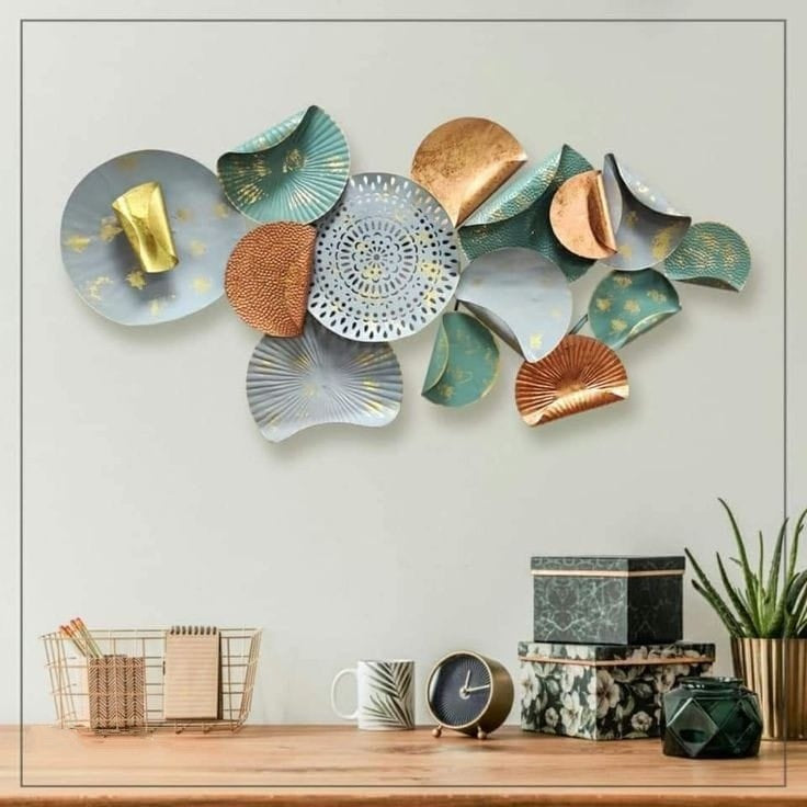 Gray And Green Abstract Metal Wall Art