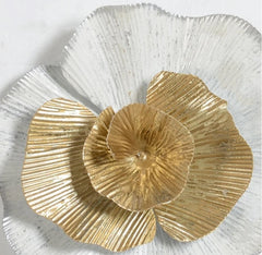 White & Golden Flower Metal Wall Art