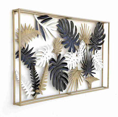 Monstera Leaves Frame Wall Decor Metal Wall Art