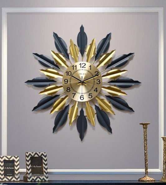 Black And Golden Designer Metal Wall Clock