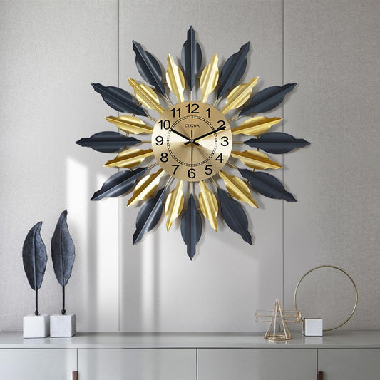 Black And Golden Designer Metal Wall Clock
