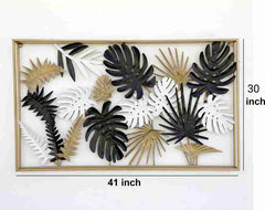 Monstera Leaves Frame Wall Decor Metal Wall Art