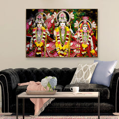 Multicolour Life-Like Lord Ram Darbar Wall Painting for Living Room