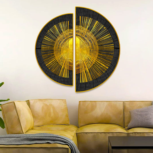 Golden Geometry Semi Circle Wall Paintings & Art