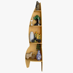 Rocket Shape Wood Corner Wall Shelf Large Size/ Book Shelf,Oak Finish