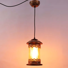 Antique Motif Copper Hued Single Hanging Light